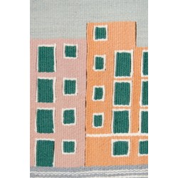 Story-telling houses - handwoven wall art