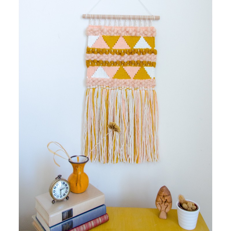 Blush/mustard woven hanging