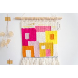 Playful houses - girls' edition handwoven wall art