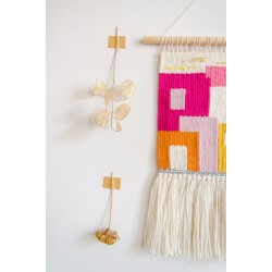 Playful houses - girls' edition handwoven wall art