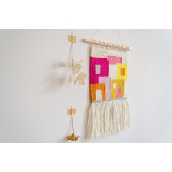 Playful houses - girls' edition handwoven wall art